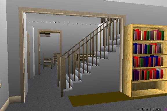library to foyer to dining room